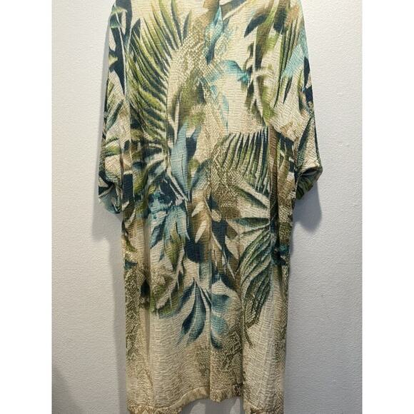 Chico’s Size 1 Medium Beach Comber Open Cardigan Tropical Print Coastal Boho - Picture 6 of 8